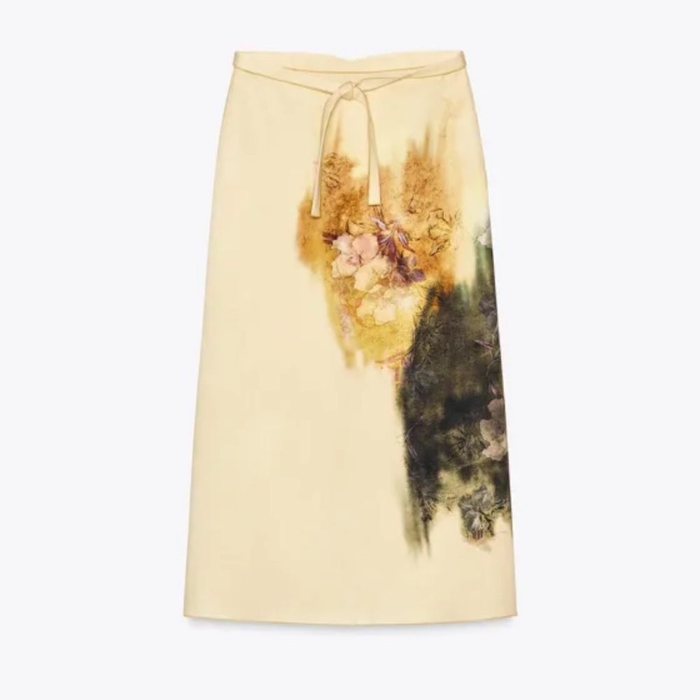 Zara Cream and Brown Midi Skirt - Picture 7 of 12